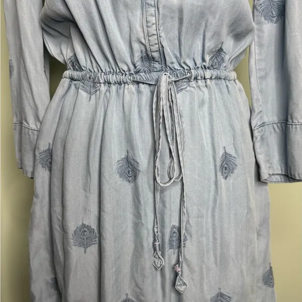 Anthropologie Holding Horses Chambray Embroidered Mini Dress XS - Image 12
