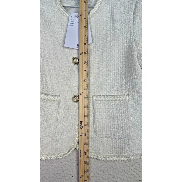 URBAN REVIVO‎ Jacket Womens M White Tweed Business Classic JackieO Academia - Image 6
