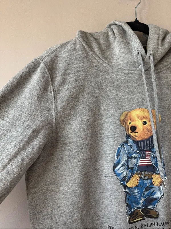 Polo Ralph Lauren Bear Women’s Gray Hoodie Sweatshirt All American Size Small - Image 6