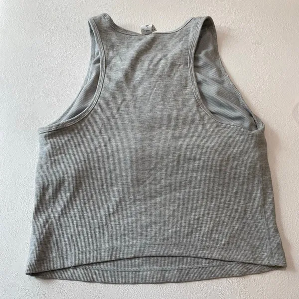Yogalicious Heavenly Rib Stay Crop Tank Large Gray Athleisure Yoga Top - Image 3