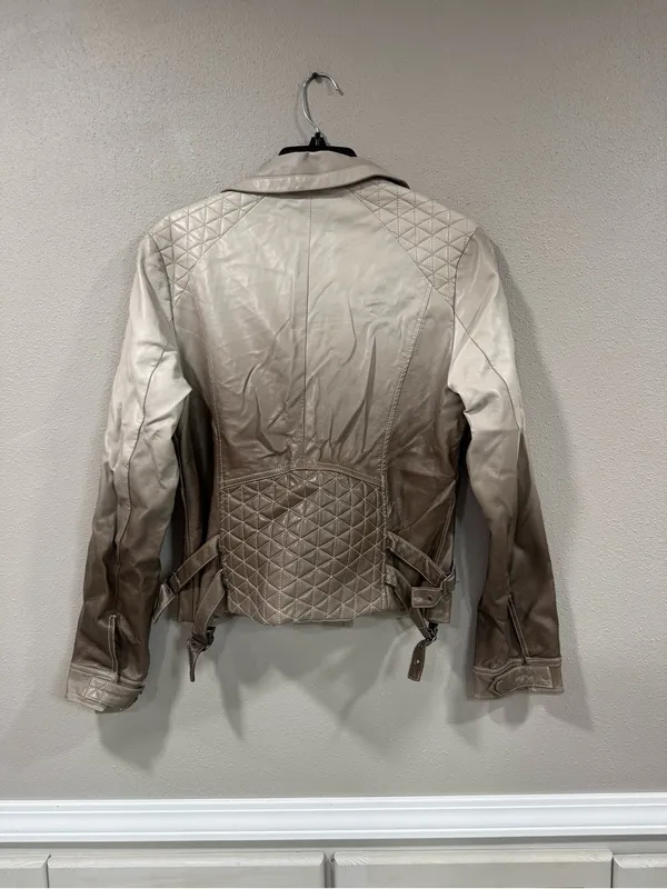 Buckle BKE Taupe Leather Moto Jacket - Image 4