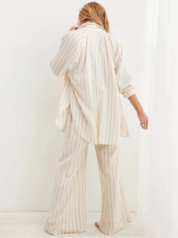 Aerie Striped Linen Blend Buttondown Coverup Shirt - Image 3