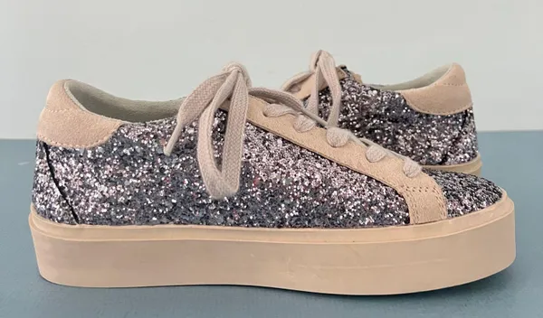 Shu Shop Reba Silver Glitter Star Platform Sneakers - Image 4