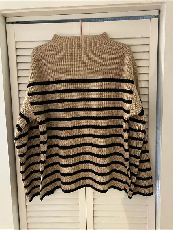 Rails Claudia Camel and Ebony Stripe Mockneck Knit Sweater XS - Image 6