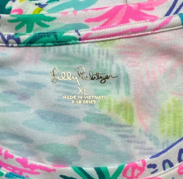 Lilly Pulitzer Top Women's XL Halee Tee Shirt Private Island SS Scoop Neck - Image 3