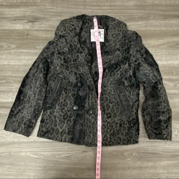 Milly Leopard Print Faux Fur Double Breasted Coat Jacket Small - Image 9