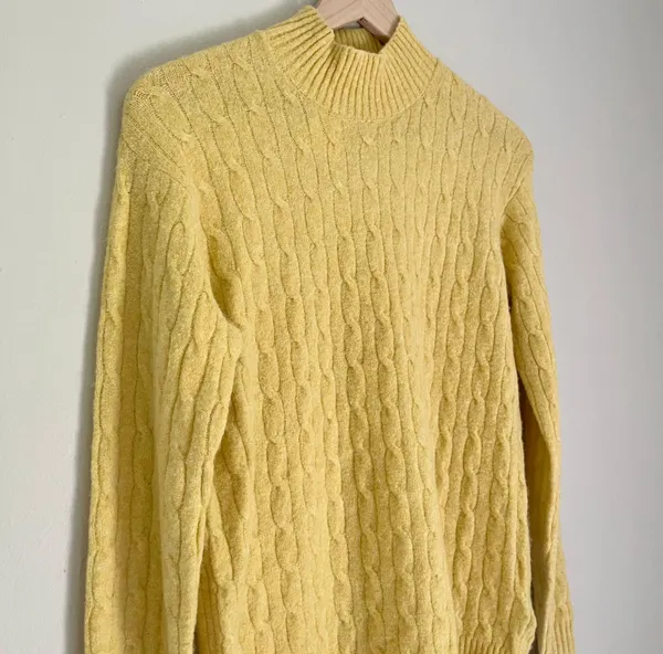 NWT J. Crew Factory Wool Mock Neck Sweater Extra Soft Yarn Yellow Small - Image 3