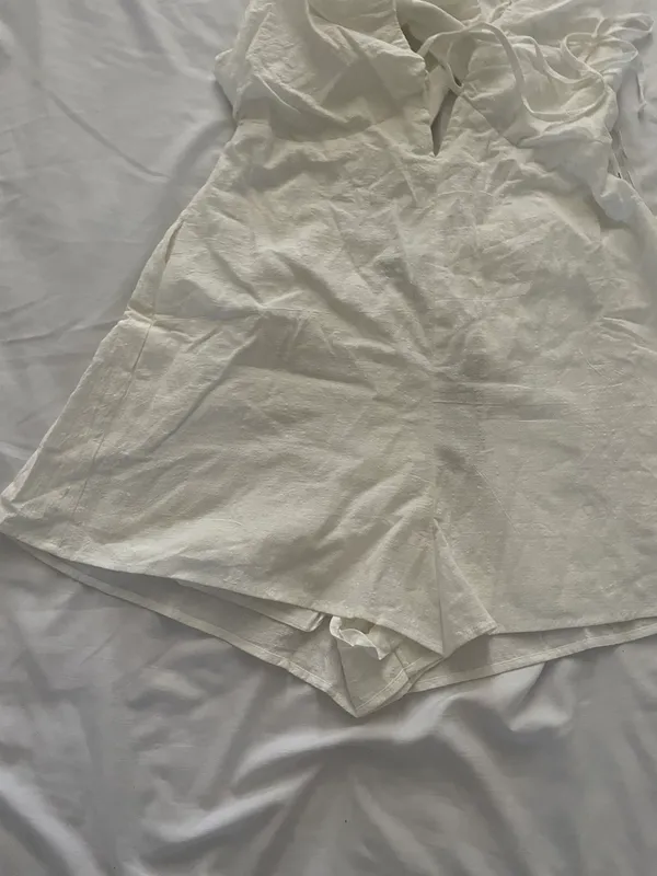 Lulus Soaking Up the Summertime White Tie-Back Skort Romper - Image 6