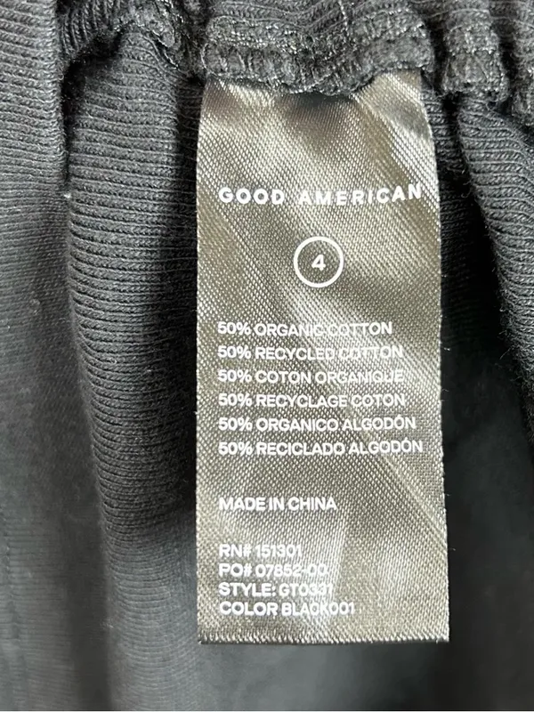 Good American Ruched Side Tee Minimalist Core Fitted Crop Top Black Sz 4 - Image 6