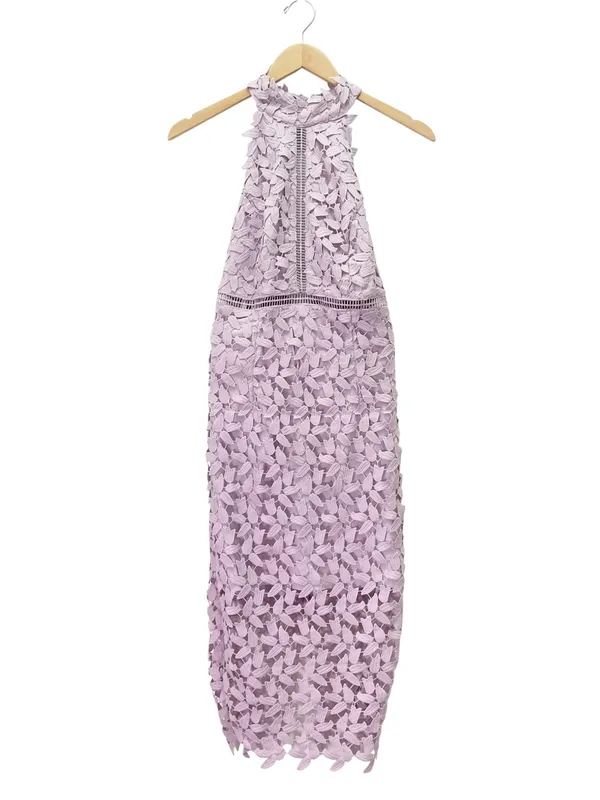 NWT Bardot Gemma Dress US 6 Orchid Purple Lace Halter Open Back Cocktail Wedding - Image 2