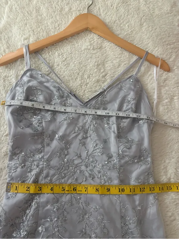 Lulus Blissful Blossoms Silver Sequin Backless Mini Dress Size Small Cocktail - Image 6