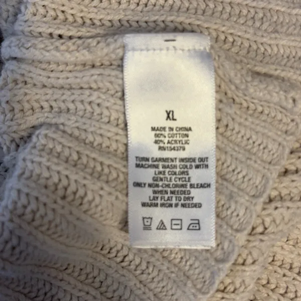 1725 | Aeropostale Ribbed Knit Cropped Boxy‎ Sweater Oatmeal Womens XL - Image 6