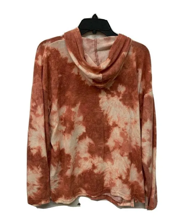 CENY Womens Rust Tie-Dye Cozy Pullover Long Sleeve Hoodie - Image 2