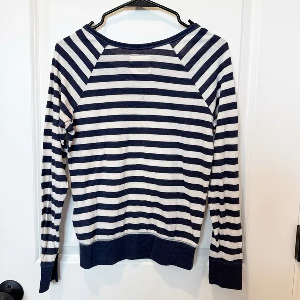 Hollister Womens Y2K Striped Long Sleeve Top XS Blue White Preppy Bella Swan - Image 3