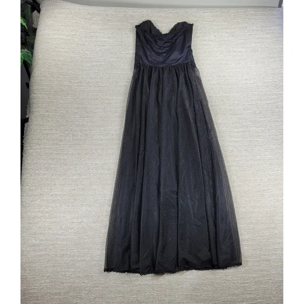 VTG E Bole Gothic Corset Lingerie Dress Small Black Sheer Mesh Maxi Grunge NEW - Image 8
