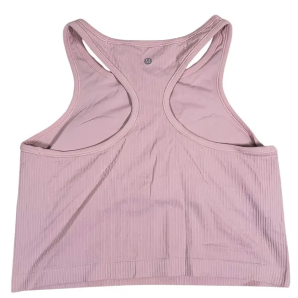 Lululemon Ebb to Street Cropped Tank Top Size 12 Pink Haze Racerback Gym Yoga - Image 3