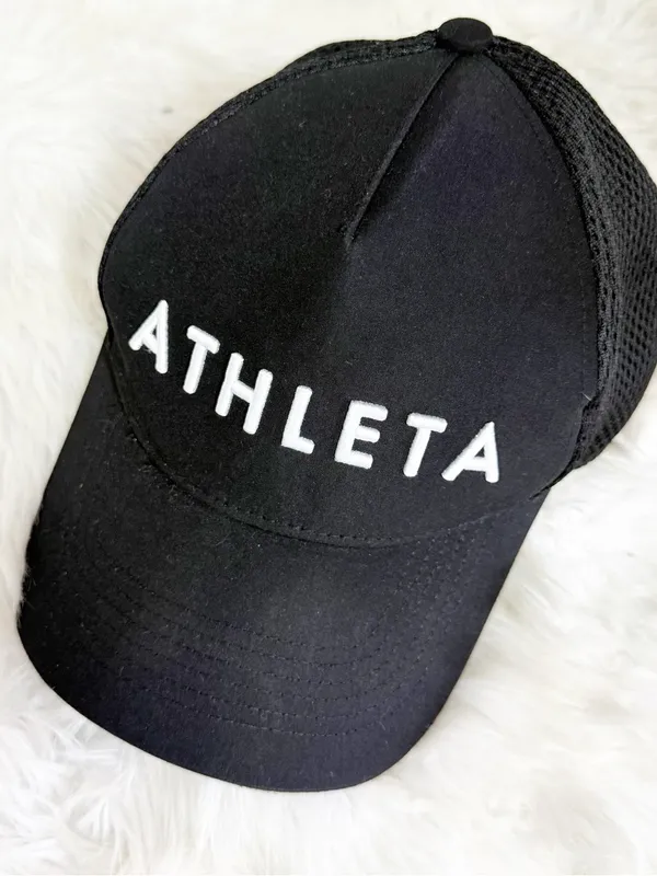 Athleta Icon Trucker Hat Black Mesh Snapback One Size Adjustable - Image 5