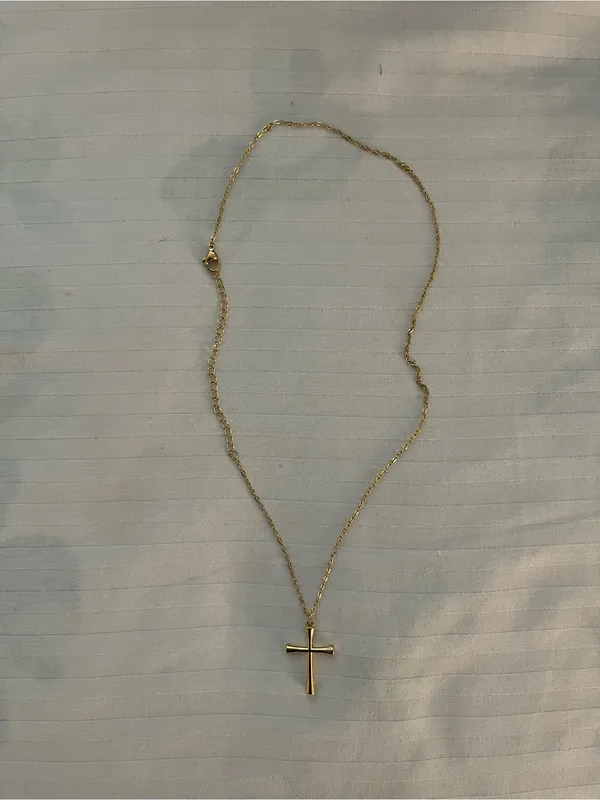 14K Gold Unisex Cross Pendant Necklace Adjust Plated Stainless Steel Christian - Image 2