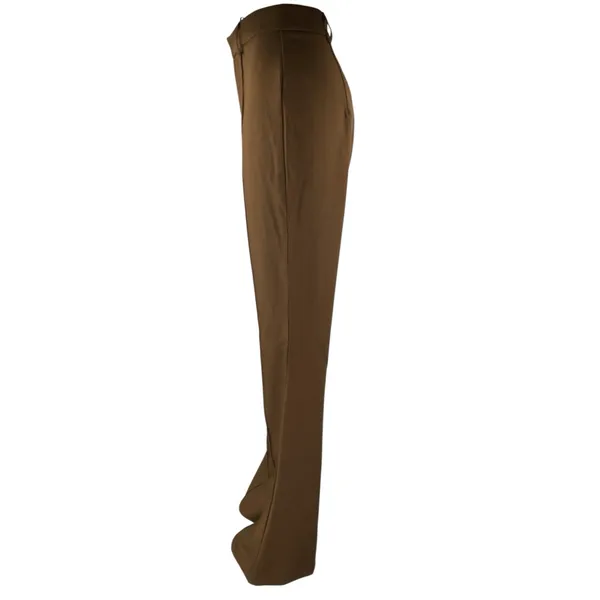 boa. Women's Brown Pintucked High Waisted Bootcut Flared Trousers Pants Size S - Image 2