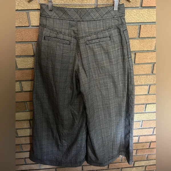 Free People Extreme Tailored Wide-Leg Pants Plaid Gray Women’s Size 2 - Image 5