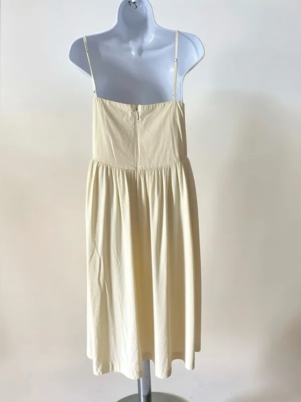 Ronny kobo Sleeveless Square-Neck Midi Dress in Pale Yellow size 14 - Image 7