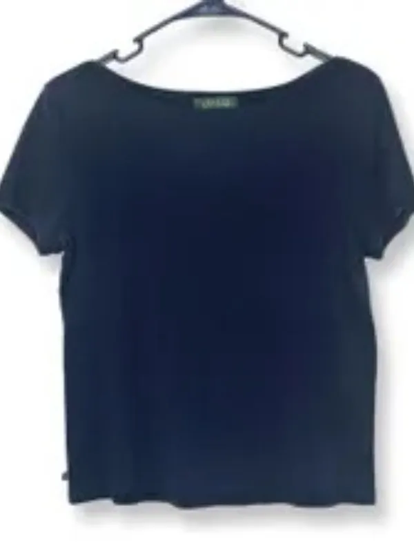 Lauren Ralph Lauren Navy Cotton Scoop Neck T Sz L - Image 2
