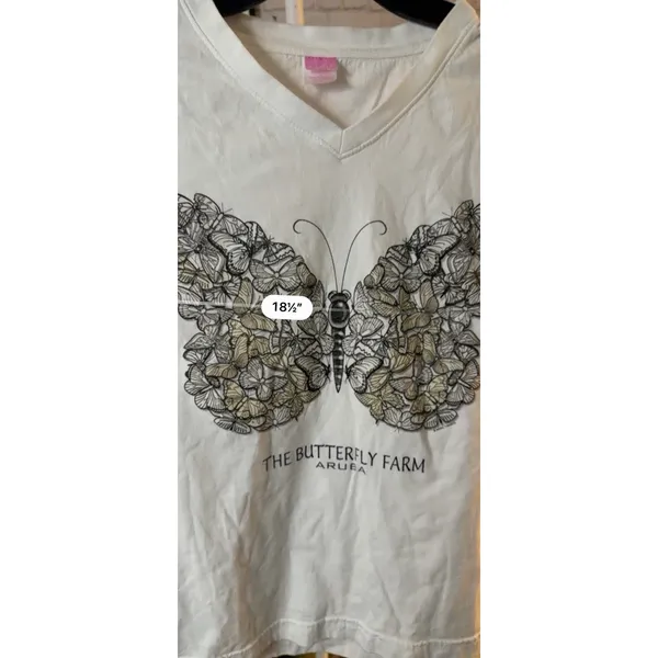 Women’s Butterfly Farm Aruba Graphic Tee White M - Image 4