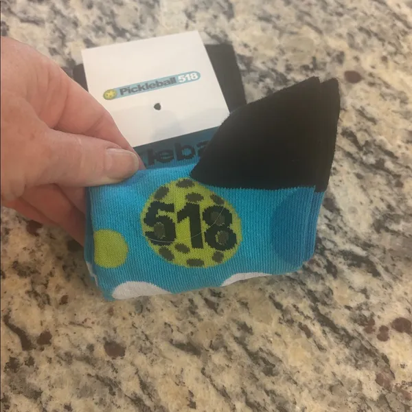 Pickleball 518 Blue and Black Unisex one size fits most Socks - Image 5