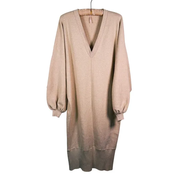Free People Oversized Midi Sweater Dress Size S Beige Minimal Fall Lagen Scandi - Image 2