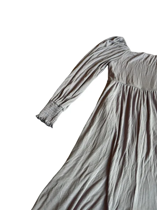 Three Bird Nest Purple Flowy Dress Smocked Long Sleeve Stretchy Size Medium - Image 12