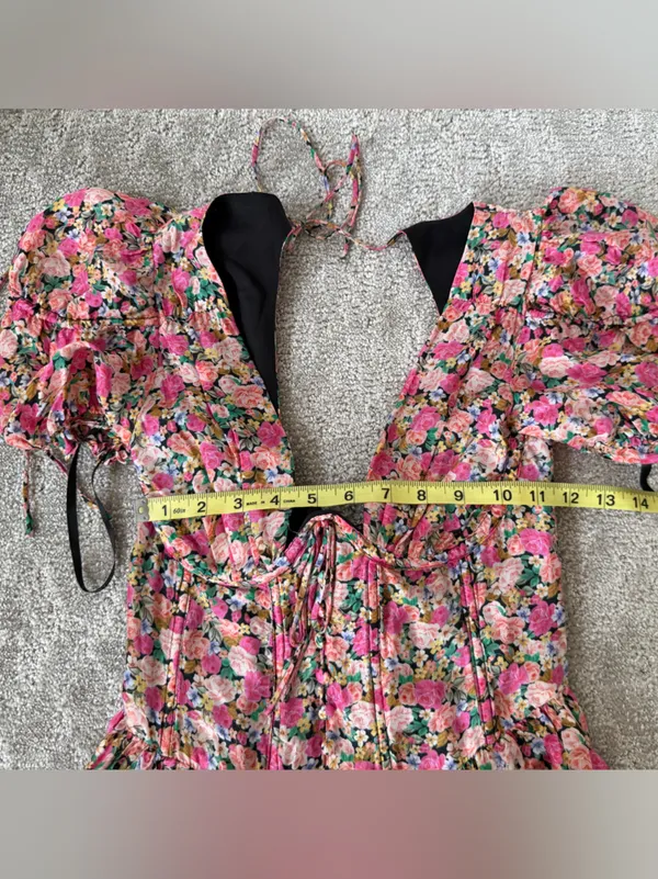 For Love and Lemons Paulina Mini Dress in Pink Floral Size XS Bustier Style - Image 14