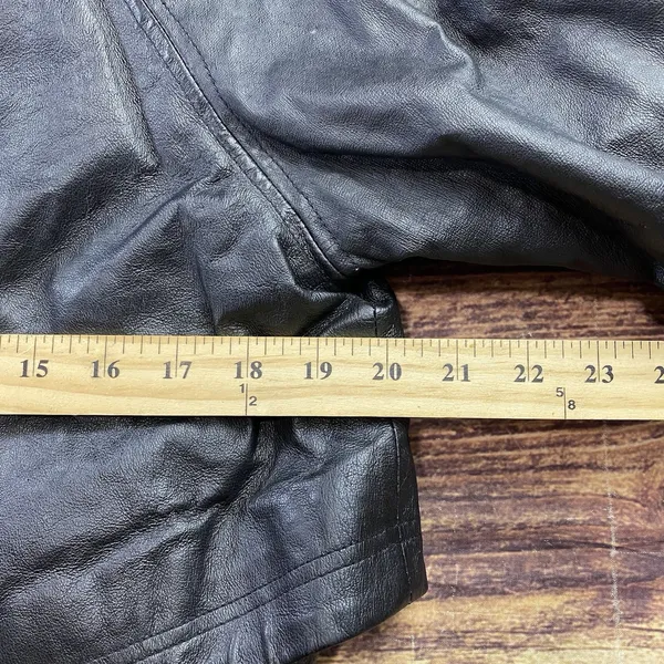 Phase Two Black Leather Jacket Womens Medium Full Zip Pockets - Image 5