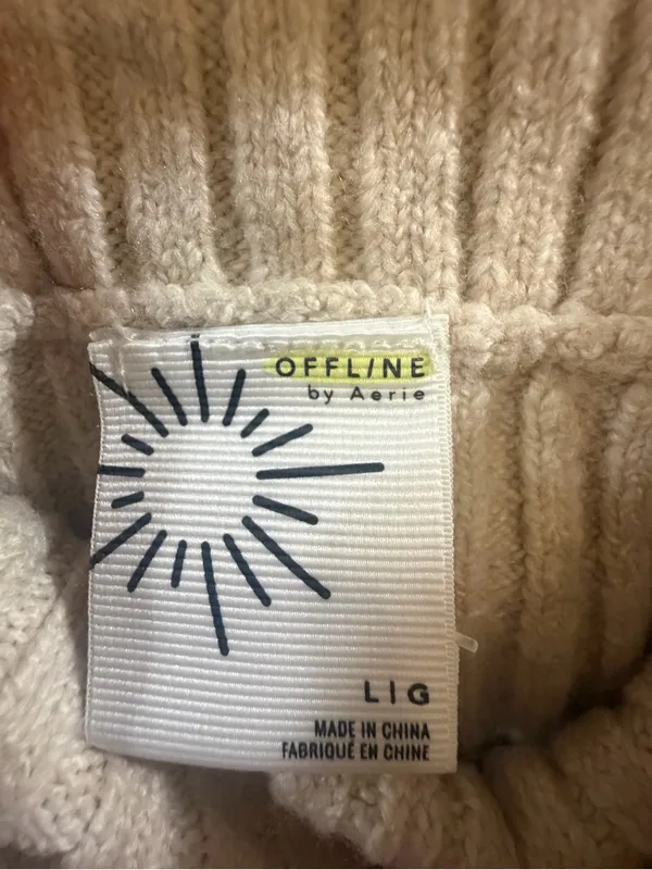 Aerie Off-Shoulder Ribbed Knit Sweater - Cream - Image 2
