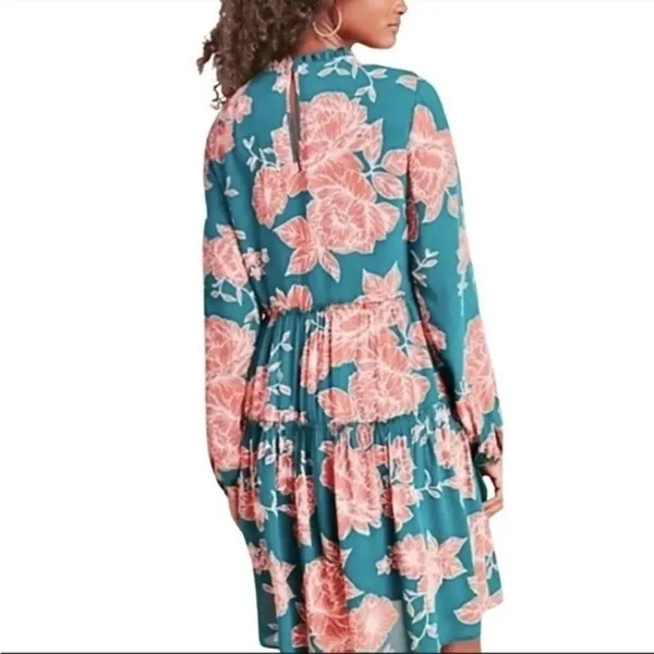 ANTHROPOLOGIE‎ Maeve Esther Floral Tiered Tunic Dress New NWT Small Green Orange - Image 2
