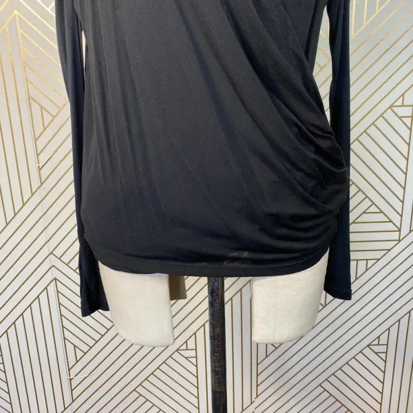 Alice + Olivia Air Top Long‎ Sleeve Blouse Faux Wrap Draped Black Size Small - Image 6