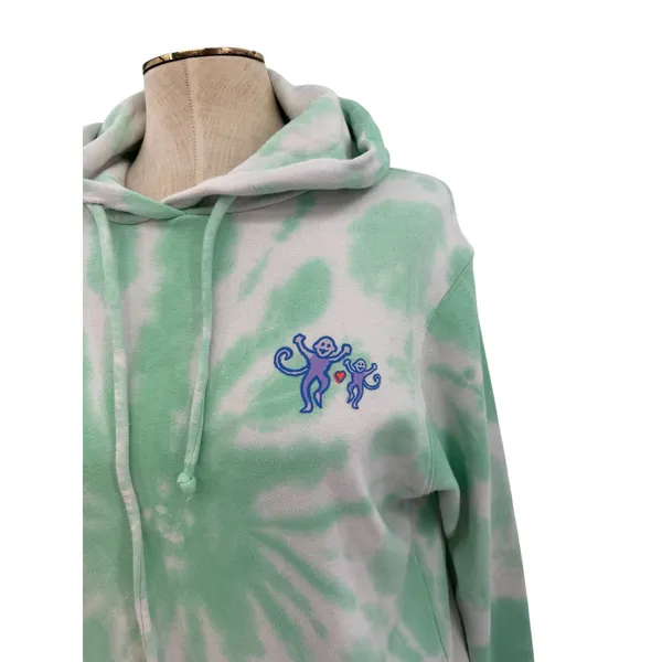 Roller Rabbit Tie Dye Hoodie Mint‎ Green Monkey Embroidered Pullover Size XS - Image 5