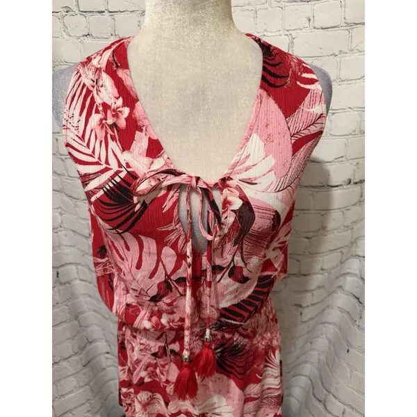 White House Black Market WHBM sleeveless tropical Floral Rayon Dress Size Medium - Image 2