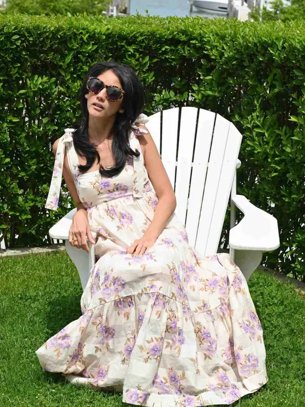Zimmermann Rosa Striped Lilac Rose Picnic Dress Cotton Silk Maxi - Image 3