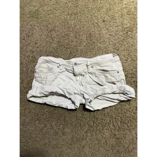 Levis White Denim Cuffed Shorts Womens Size 5 Low Rise Stretch Ramie Blend - Image 2