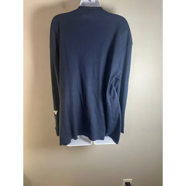 Sohana Women Navy Blue Waffle Knit Henley Button Down Cardigan Sweater Large - Image 3