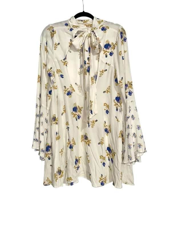 Free People Tate Mock Neck Floral Bell Sleeve Tunic Mini Dress XL - Image 4