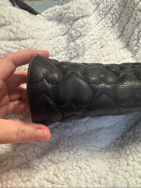 Betsey‎ Johnson Black Quilted Heart Cosmetic Pouch with Wrist Strap - Image 6