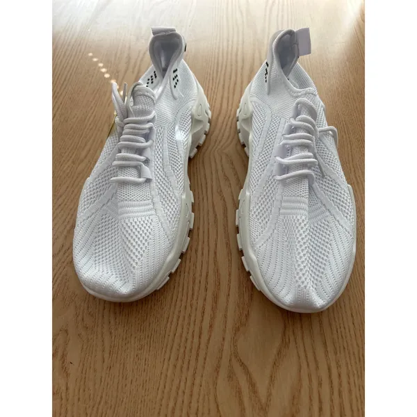New Women's Lace Up Tie Up Sneakers White size 7-7.5 - Image 3