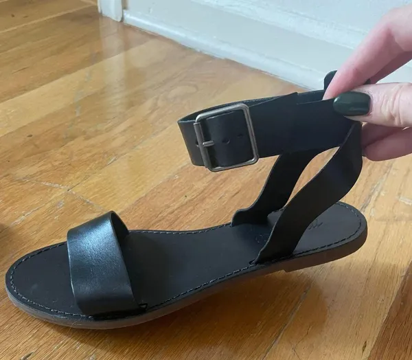 Black Strapped Sandals - Image 2