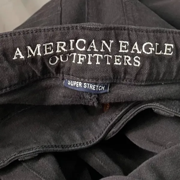 American Eagle Size 4 Black Stretch Distressed Denim Jeans Jegging Skinny Emo - Image 5