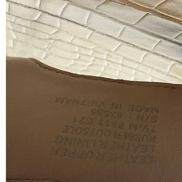 Tory Burch Miller Cream Crocodile Embossed Leather Thong Sandals 7.5M 8813 - Image 6