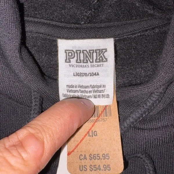 Victoria's Secret Pink Premium Fleece Oversized Hoodie Relaxed Pullover Black L - Image 8