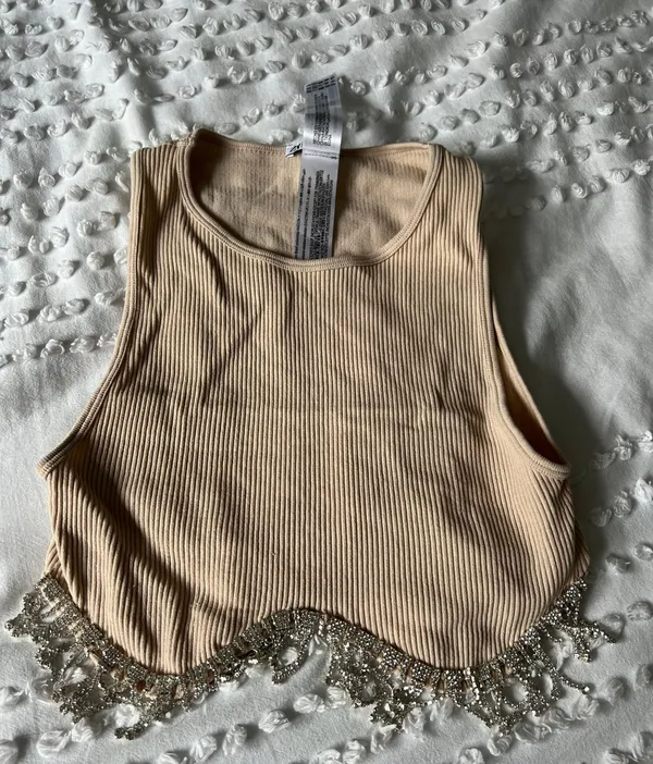 ZARA Rhinestone Crop Top - Image 2