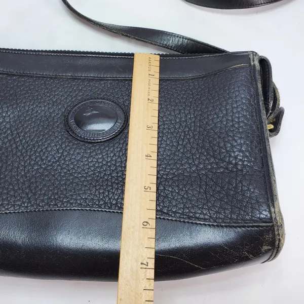 Dooney & Bourke Crossbody Bag Black‎ All Weather Leather Vintage USA Brass - Image 11