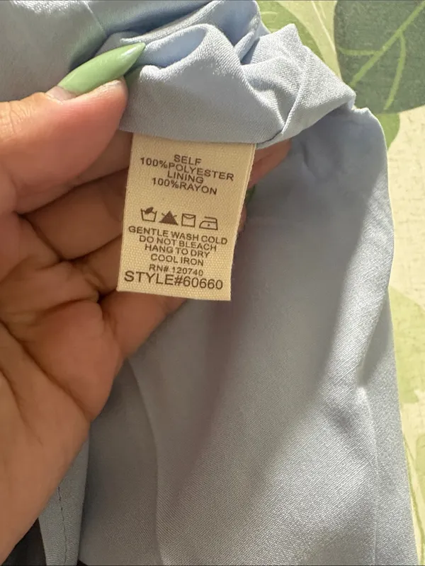 Mystree Powder Blue Satin Ruched Strap Dress - Image 3
